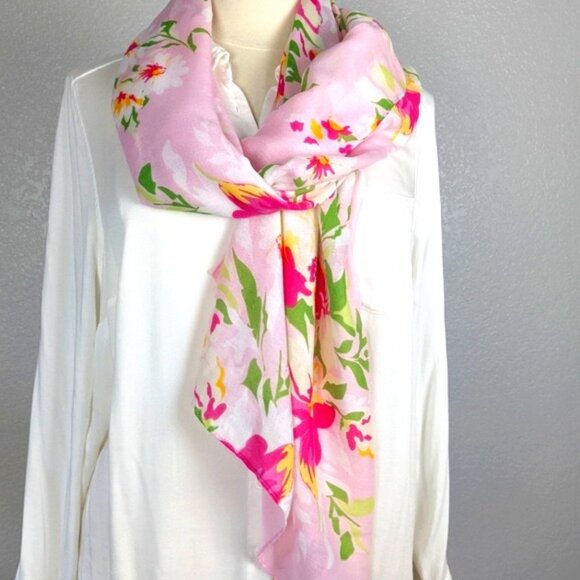 Jessica Simpson Rectangle Scarf Size 72" x 29" Pink Florals - Picture 1 of 5